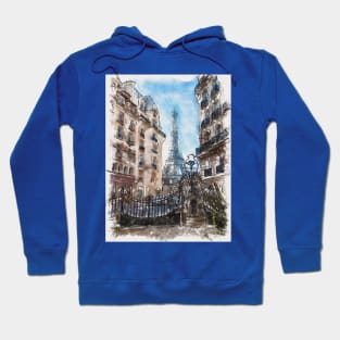 Eiffel Tower View from a House Courtyard Hoodie